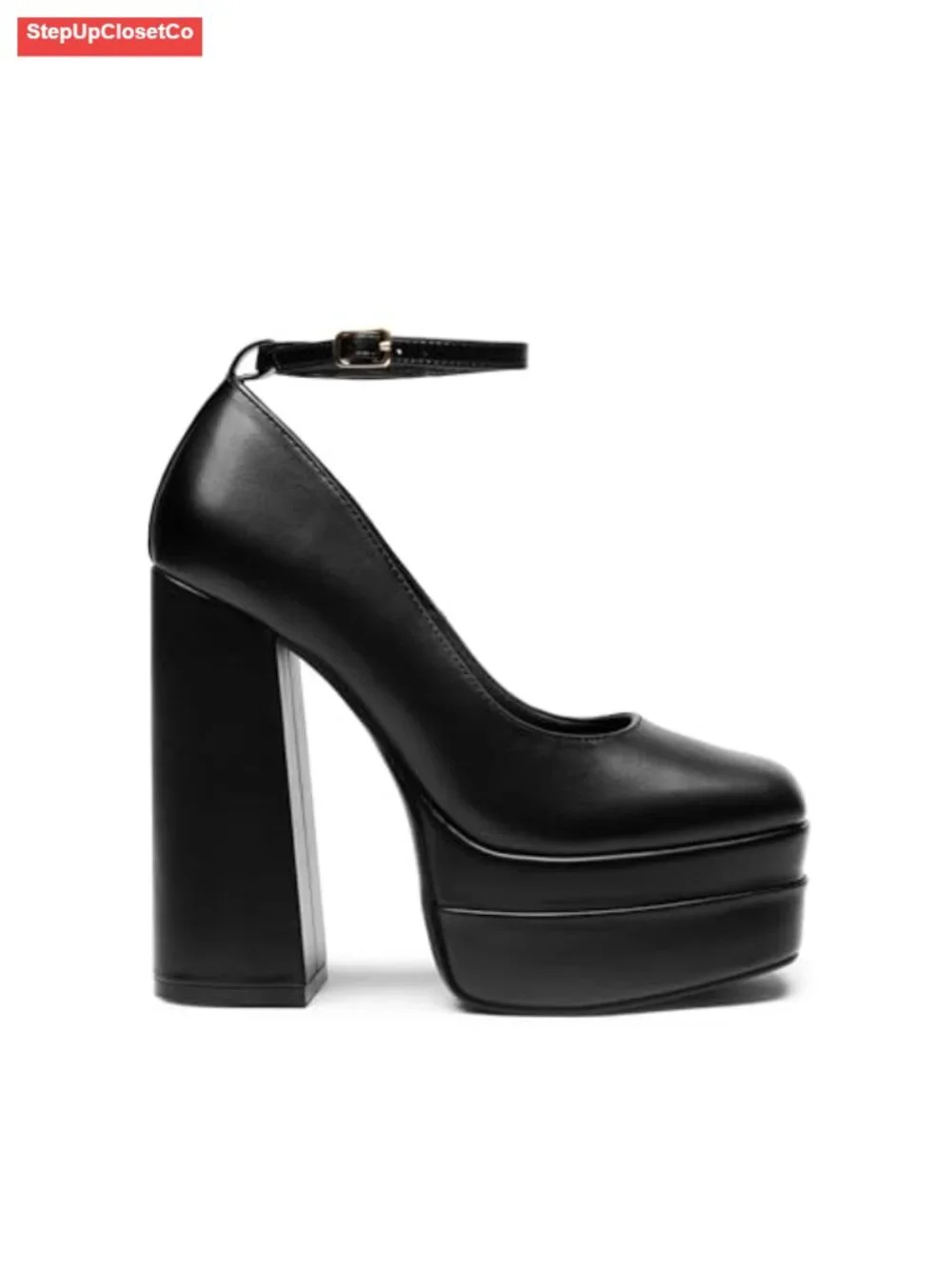 Mary Jane Platform Heel Pumps with Chunky Heel